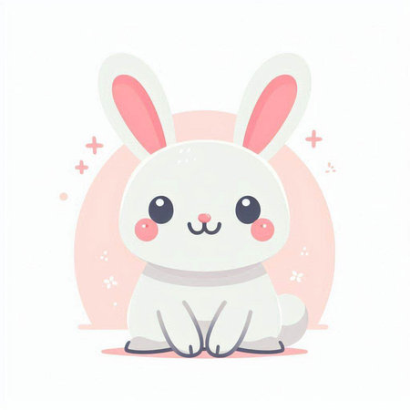 Cute cartoon rabbit vector illustration. Cute animal character design.のイラスト素材