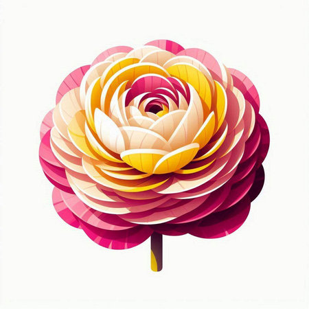 Paper flower isolated on white background. Vector illustration. Eps 10.