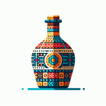 Colorful vector image of a vase with a patterned design.