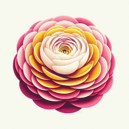 Beautiful colorful paper cut flower on white background. Vector illustration.