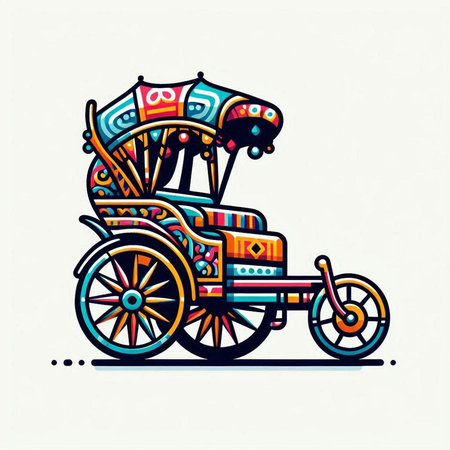 Vintage tricycle, hand drawn vector illustration in cartoon style.