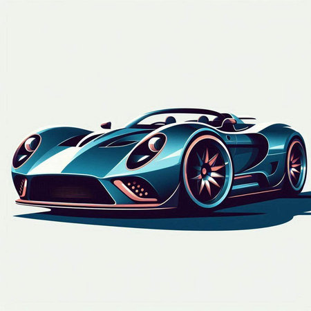 Blue sports car. Vector illustration on white background. Eps 10.