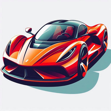 Futuristic orange sport car. Vector illustration. Eps 10.