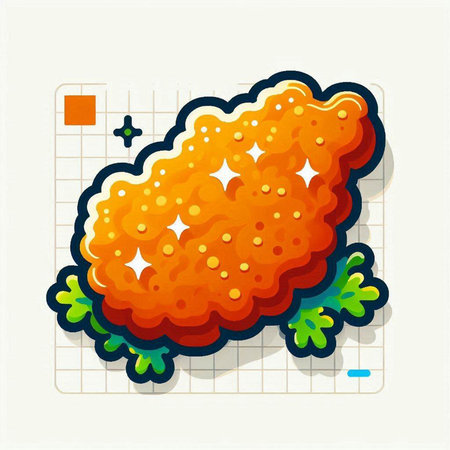 Illustration of a fried chicken drumstick on a checkered backgroundのイラスト素材