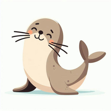Vector illustration of a cute seal on a white background. Cartoon style.