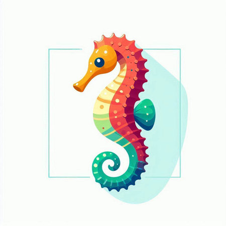 Cute seahorse. Colorful cartoon sea horse. Vector illustration.のイラスト素材