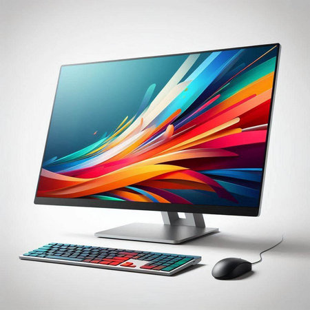 Computer monitor and mouse on white background. 3d illustration with clipping path
