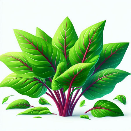 Leaves of beetroot on a white background. Vector illustration.