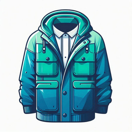 Men's winter jacket isolated on a white background. Vector illustration.のイラスト素材