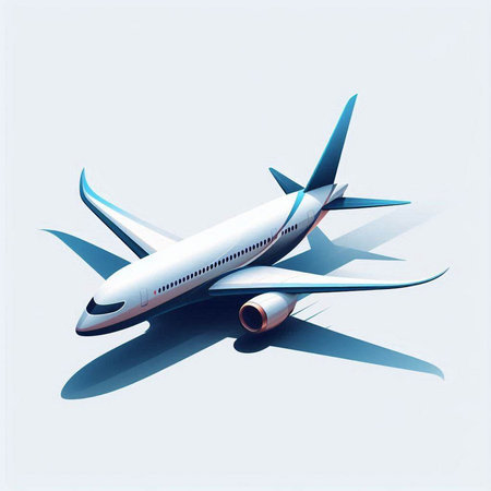 airplane on the background of the blue sky. Vector illustration.