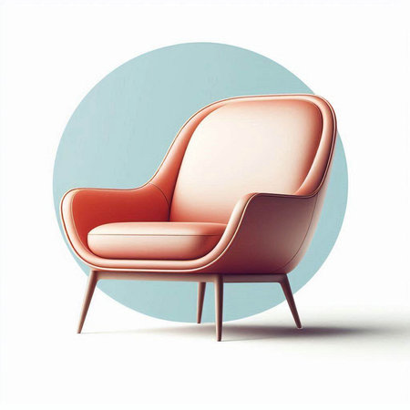 Modern chair isolated on white background. 3D illustration. Vintage style.