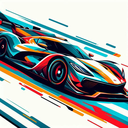 Sport car racing vector illustration. Modern abstract design with speed lines.