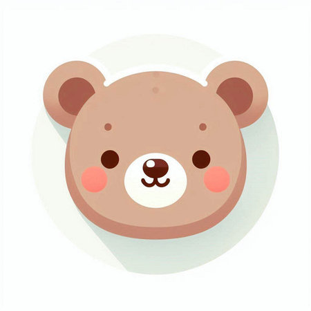 Cute teddy bear face on white background. Vector illustration.