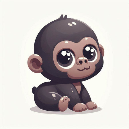 Cute cartoon baby monkey. Vector illustration isolated on white background.
