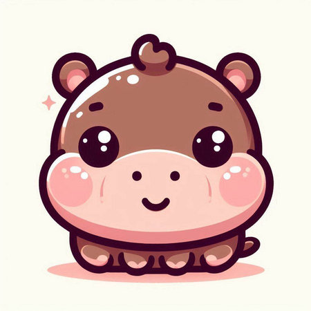 Cute hippopotamus vector illustration. Cute cartoon hippo.のイラスト素材