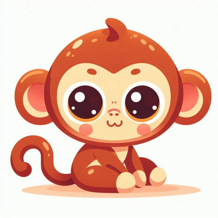Cute cartoon monkey. Vector illustration isolated on a white background.
