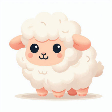 Cute cartoon sheep. Vector illustration isolated on a white background.のイラスト素材