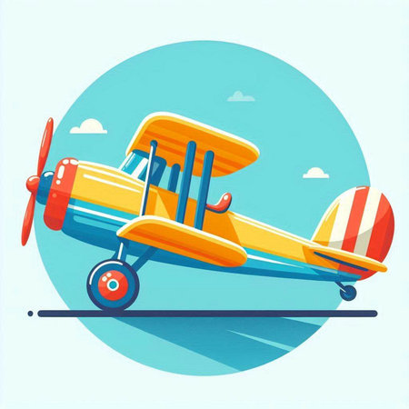 Vintage airplane in the sky. Vector illustration in retro style.のイラスト素材