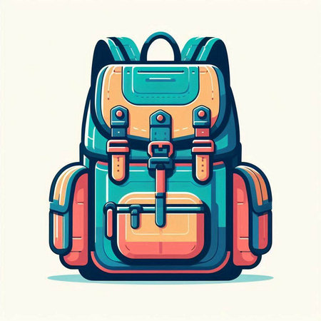Backpack. Vector illustration in flat cartoon style. Isolated on white background.