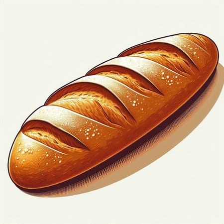Vector image of a loaf of bread on a white background. Vintage style.