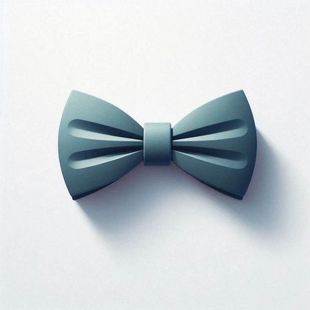 Illustration of a blue bow tie on a white background. 3d rendering