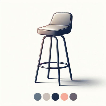Modern bar stool with leather armrest on a white background. Vector illustration.