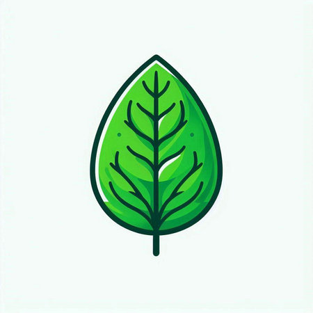 Green leaf icon isolated on white background. Vector illustration. Eps 10.