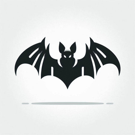 Bat icon. Vector illustration of a black bat on a light background.のイラスト素材