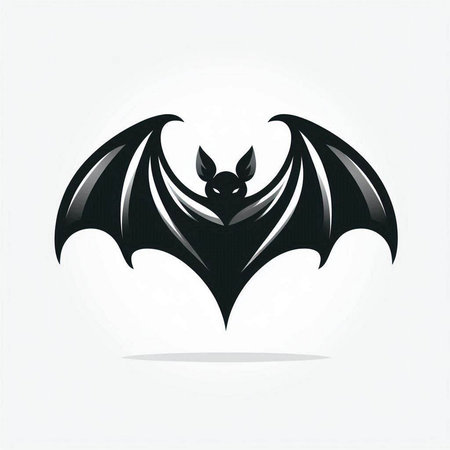 Bat vector icon. Black silhouette of bat on a white background.