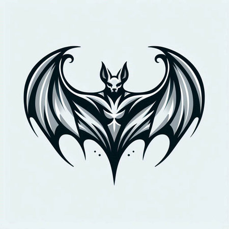 Dragon tattoo. Vector illustration of a fantasy winged dragon. Tattoo style.