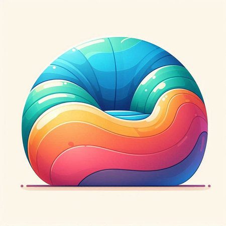 Illustration of a colorful abstract shell in a modern style on a light backgroundのイラスト素材