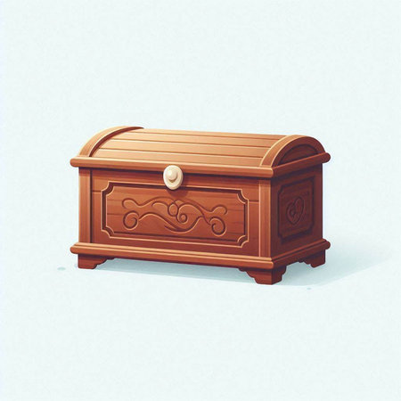 Vintage wooden chest isolated on a white background. Vector illustration.