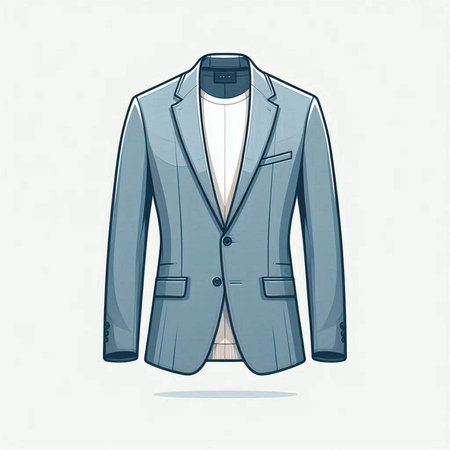 Illustration of a blue jacket on a white background, vector illustration