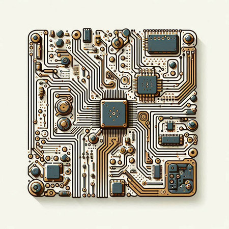 Electronic circuit board on white background. Vector illustration. Eps 10.