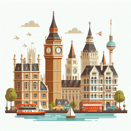 London, United Kingdom. Vector illustration in flat style. London landmark.
