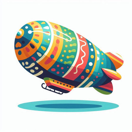 Colorful airship isolated on a white background. Vector illustration.