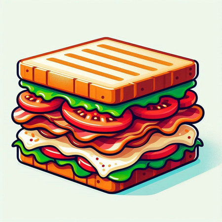 Illustration of a sandwich on a white background. Vector illustration.