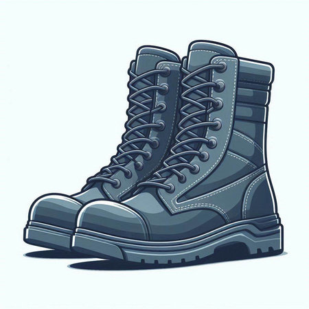 Vector illustration of a pair of black hiking boots on a white background