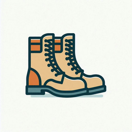Hiking boots icon isolated on white background. Vector Illustration.