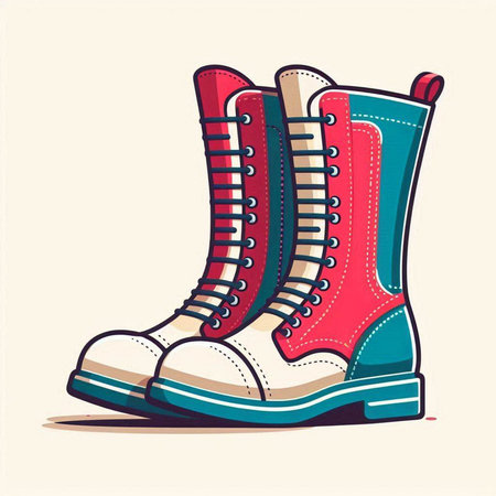 Illustration of a pair of winter boots on a light background.のイラスト素材