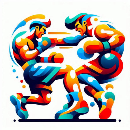 Abstract vector illustration of a boxing match. Sportsman and boxer.のイラスト素材