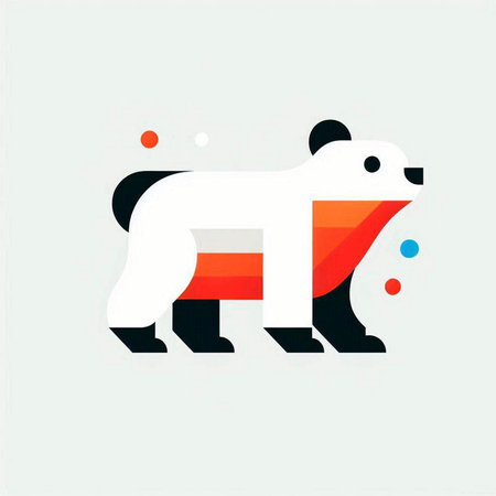 Polar bear logo design with colorful geometric shapes. Vector illustration.のイラスト素材