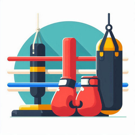 Boxing equipment on white background. Vector illustration in flat style.のイラスト素材