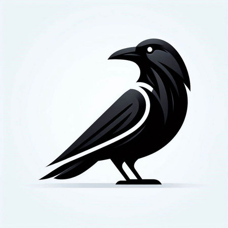 Black crow on a white background. Vector illustration for your design.のイラスト素材