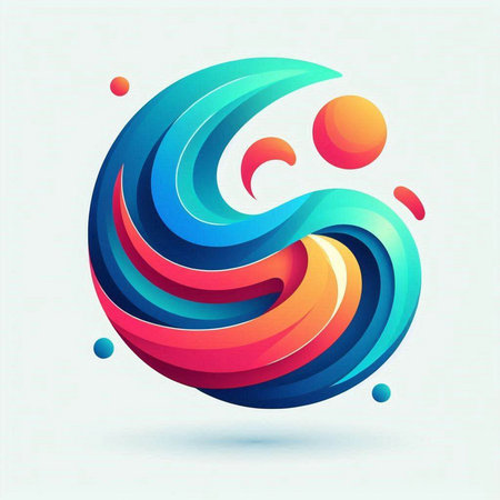 abstract colorful background with waves and circles. Vector design element.のイラスト素材