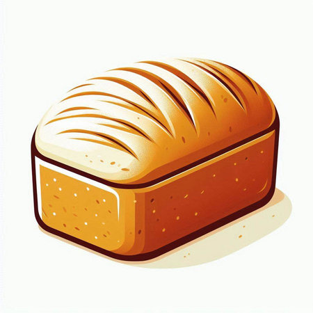 Illustration of a loaf of bread isolated on a white background.のイラスト素材