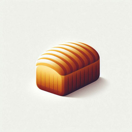 Illustration of a piece of bread with shadow on a white background
