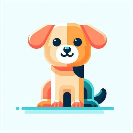 Cute cartoon dog sitting on the floor. Vector illustration in a flat style.のイラスト素材
