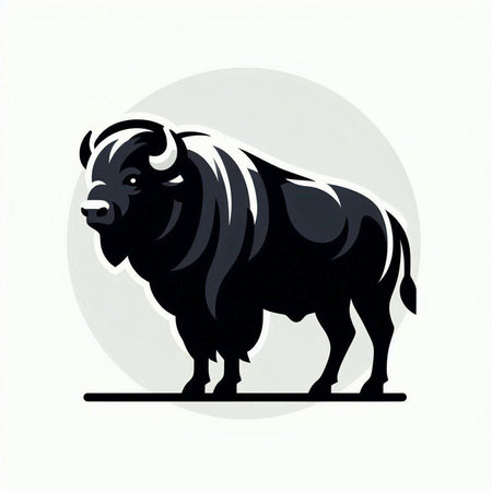 Bison. Vector illustration. Isolated on a white background.のイラスト素材
