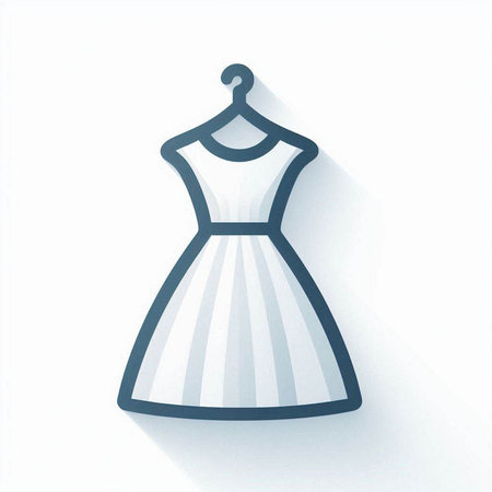 Women's dress on a hanger on a white background. Vector illustration.のイラスト素材